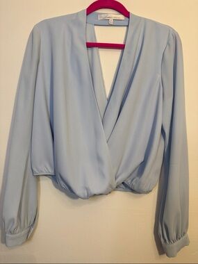 Lovers + Friends Powder Blue Wrap Blouse